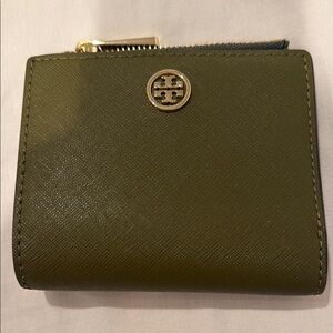 Tory Burch Olive Wallet with Gold Logo